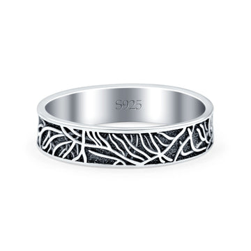 Tree Branches Oxidized Band Solid 925 Sterling Silver Thumb Ring (4.5mm)